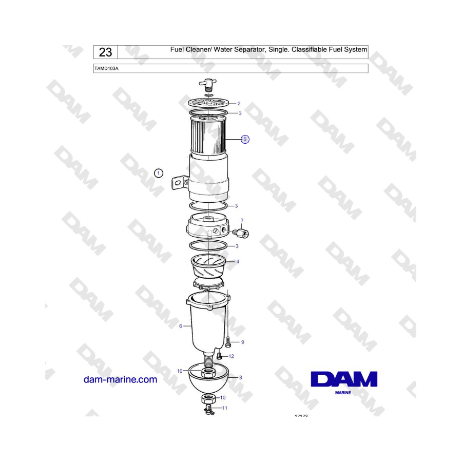 Volvo Penta TAMD103A - Fuel Cleaner/ Water Separator, Single. Classifiable Fuel System 