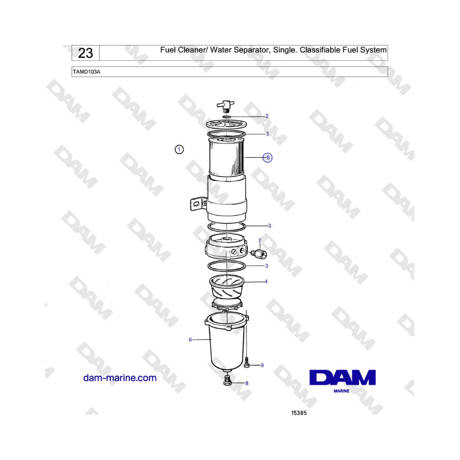 Volvo Penta TAMD103A - Fuel Cleaner/ Water Separator, Single. Classifiable Fuel System