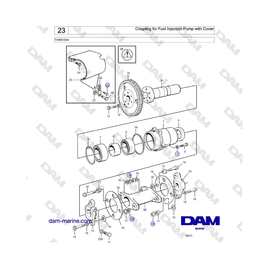 Volvo Penta TAMD103A - Coupling for Fuel Injection Pump with Cover