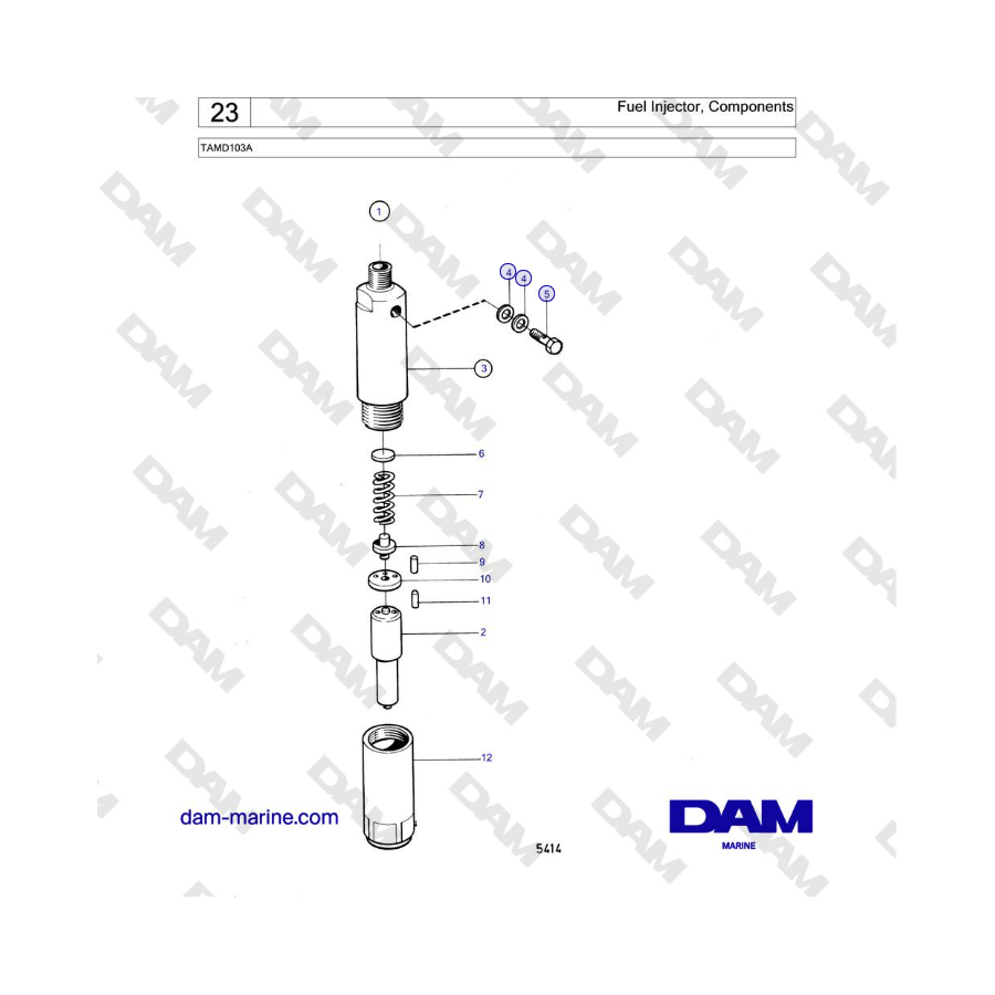 Volvo Penta TAMD103A - Fuel Injector, Components