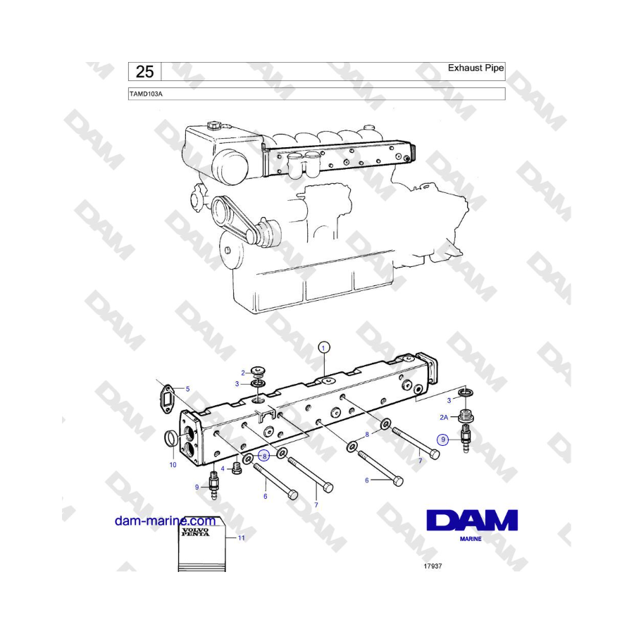 Volvo Penta TAMD103A - Exhaust Pipe