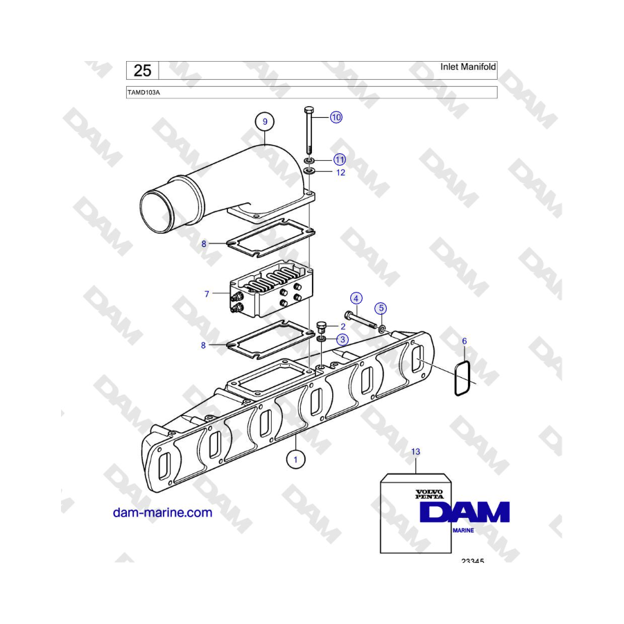 Volvo Penta TAMD103A - Inlet Manifold 