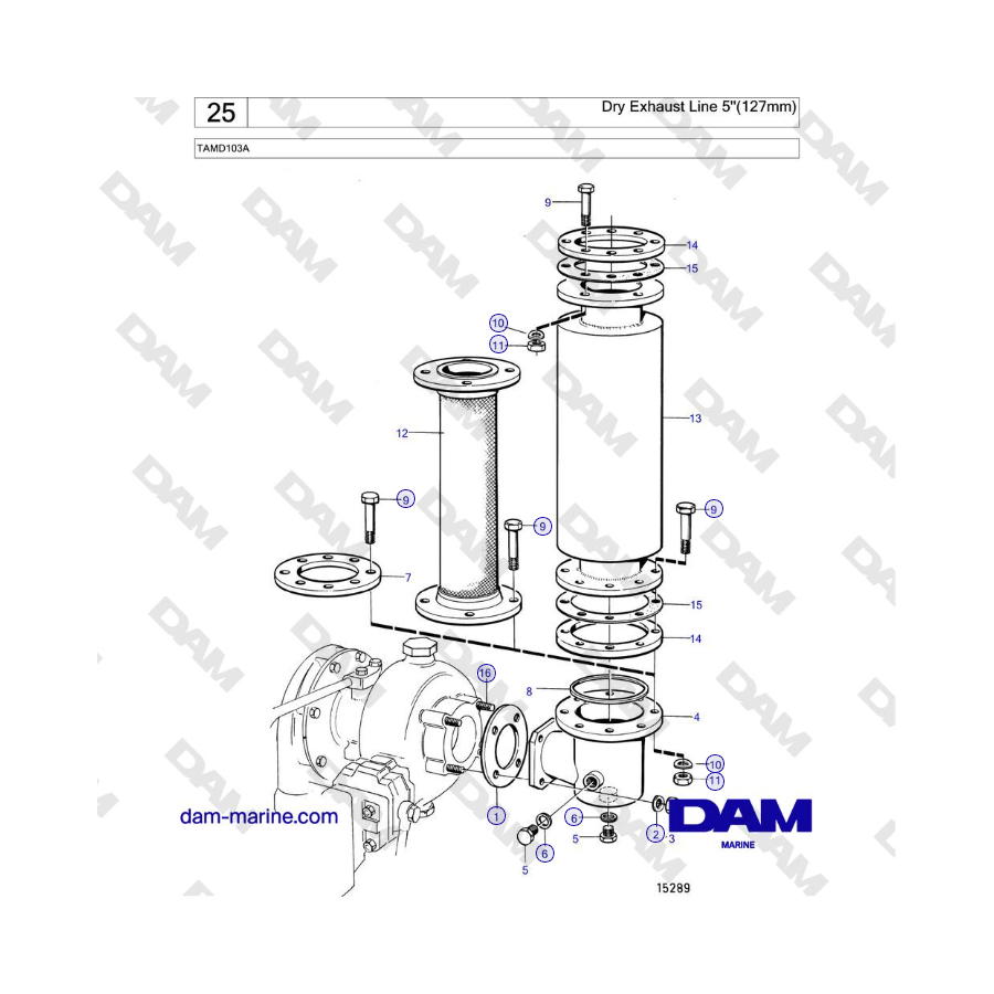 Volvo Penta TAMD103A - Dry Exhaust Line 5''(127mm)