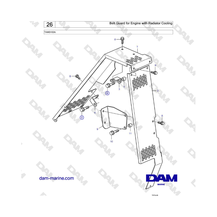 Volvo Penta TAMD103A - Belt Guard for Engine with Radiator Cooling