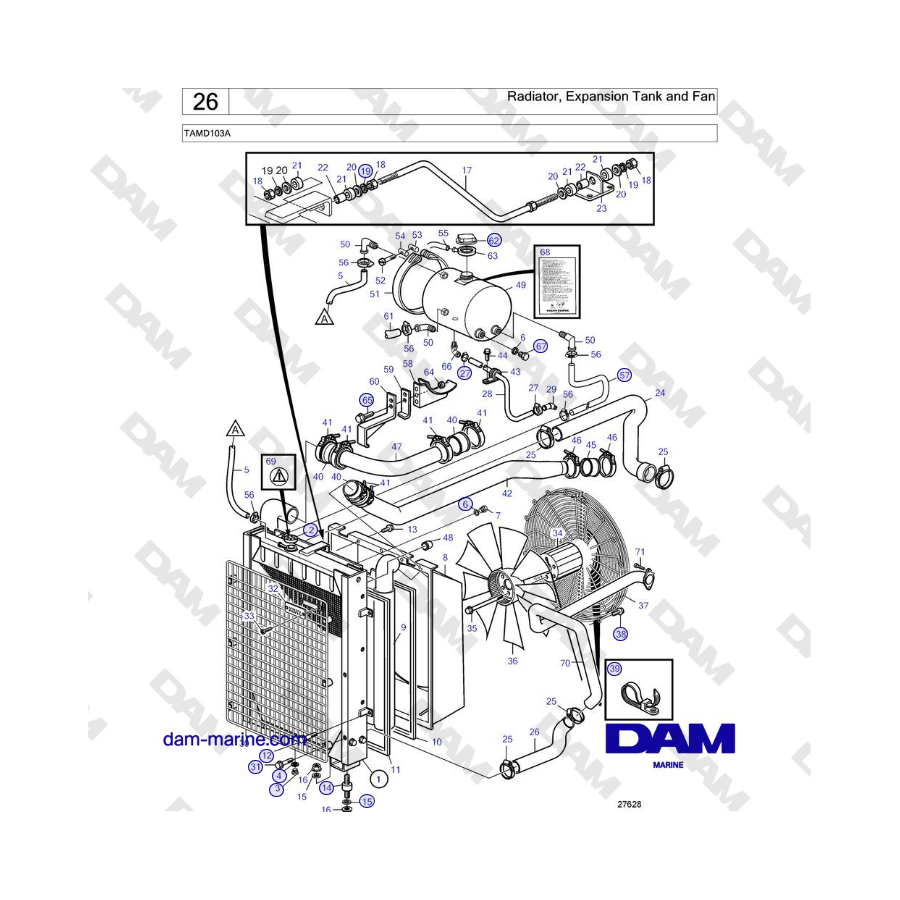 Volvo Penta TAMD103A - Radiator, Expansion Tank and Fan