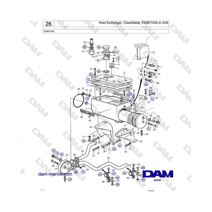 Volvo Penta TAMD103A - Heat Exchanger. Classifiable: TAMD103A-A AUX