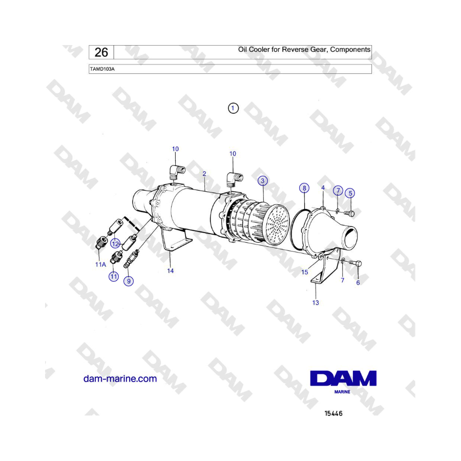 Volvo Penta TAMD103A - Oil Cooler for Reverse Gear, Components 