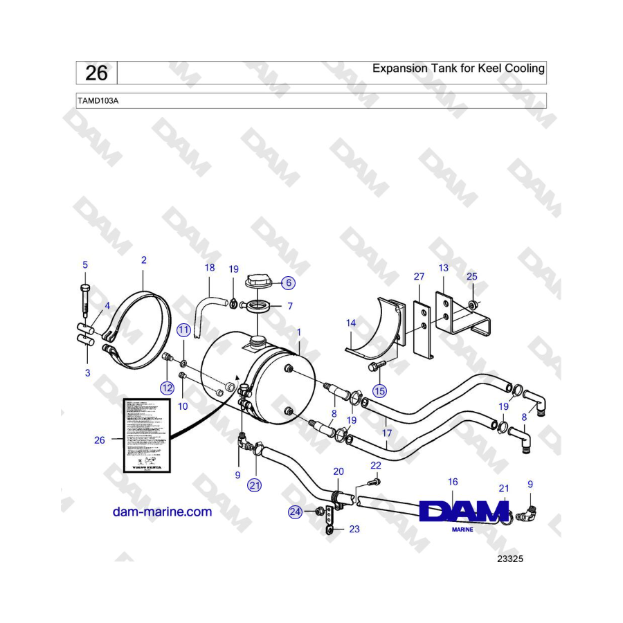 Volvo Penta TAMD103A - Expansion Tank for Keel Cooling 