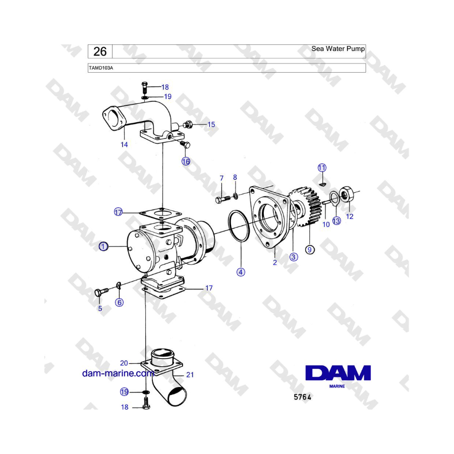 Volvo Penta TAMD103A - Sea Water Pump 