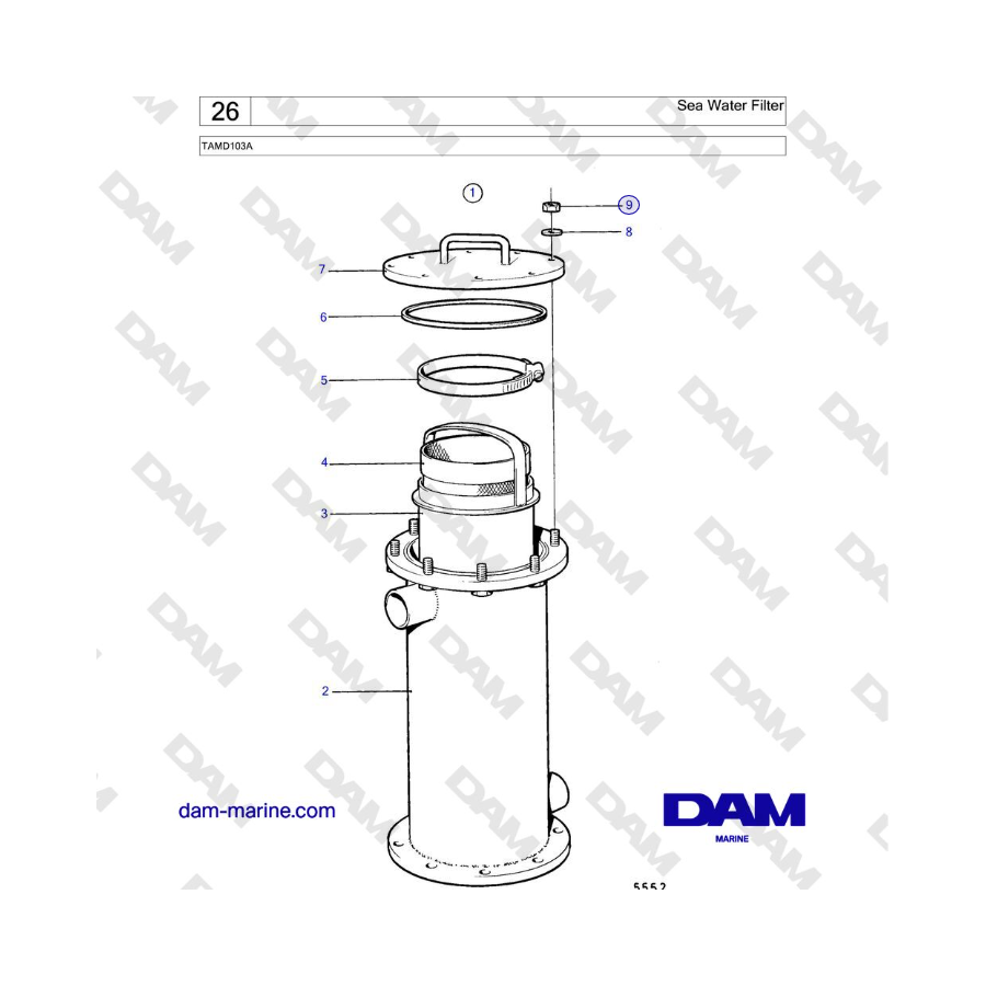 Volvo Penta TAMD103A - Sea Water Filter 