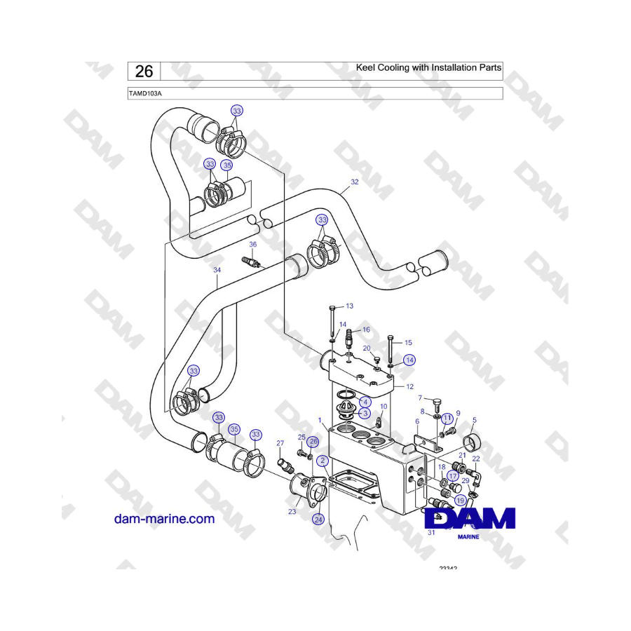 Volvo Penta TAMD103A - Keel Cooling with Installation Parts