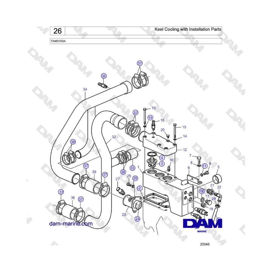 Volvo Penta TAMD103A - Keel Cooling with Installation Parts 