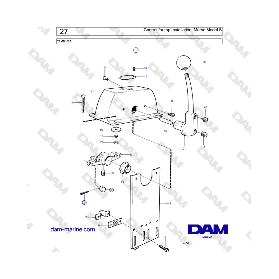 Volvo Penta TAMD103A - Control for top Installation, Morse Model S