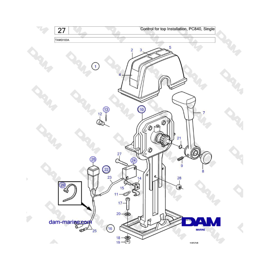 Volvo Penta TAMD103A - Control for top Installation, PC840, Single 