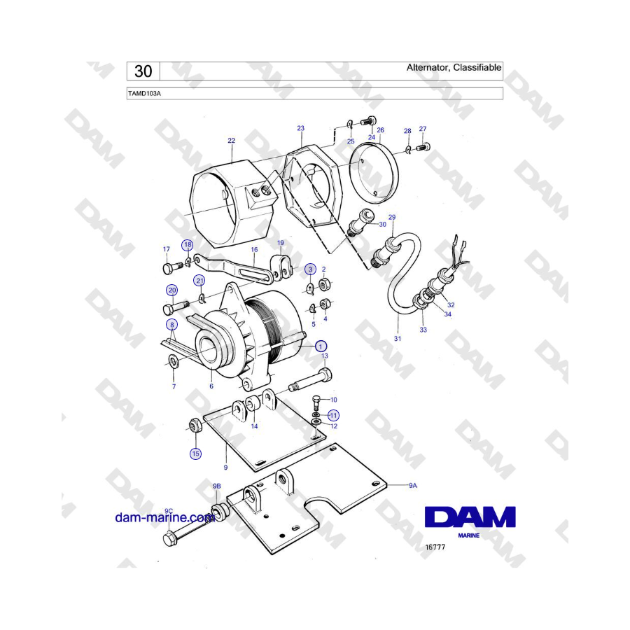 Volvo Penta TAMD103A - Alternator, Classifiable