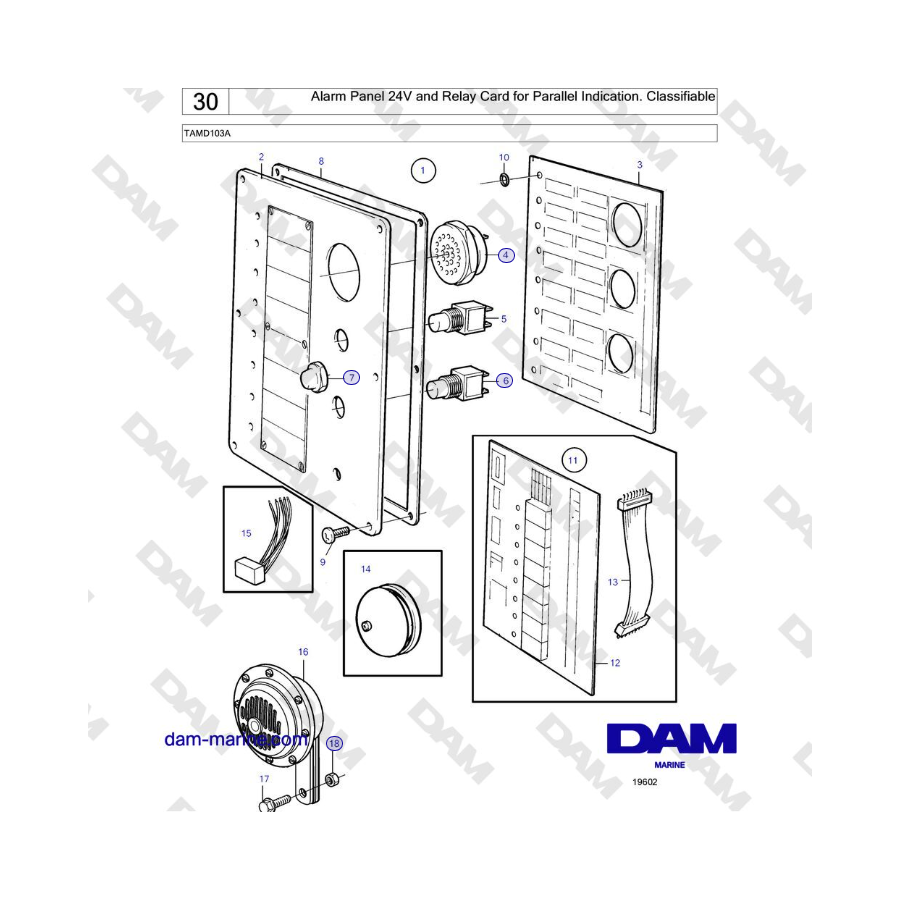 Volvo Penta TAMD103A - Alarm Panel 24V and Relay Card for Parallel Indication. Classifiable 