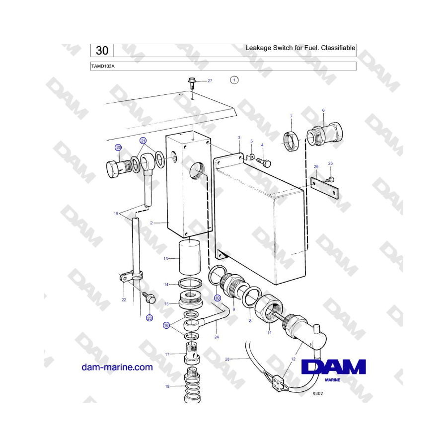 Volvo Penta TAMD103A - Leakage Switch for Fuel. Classifiable 