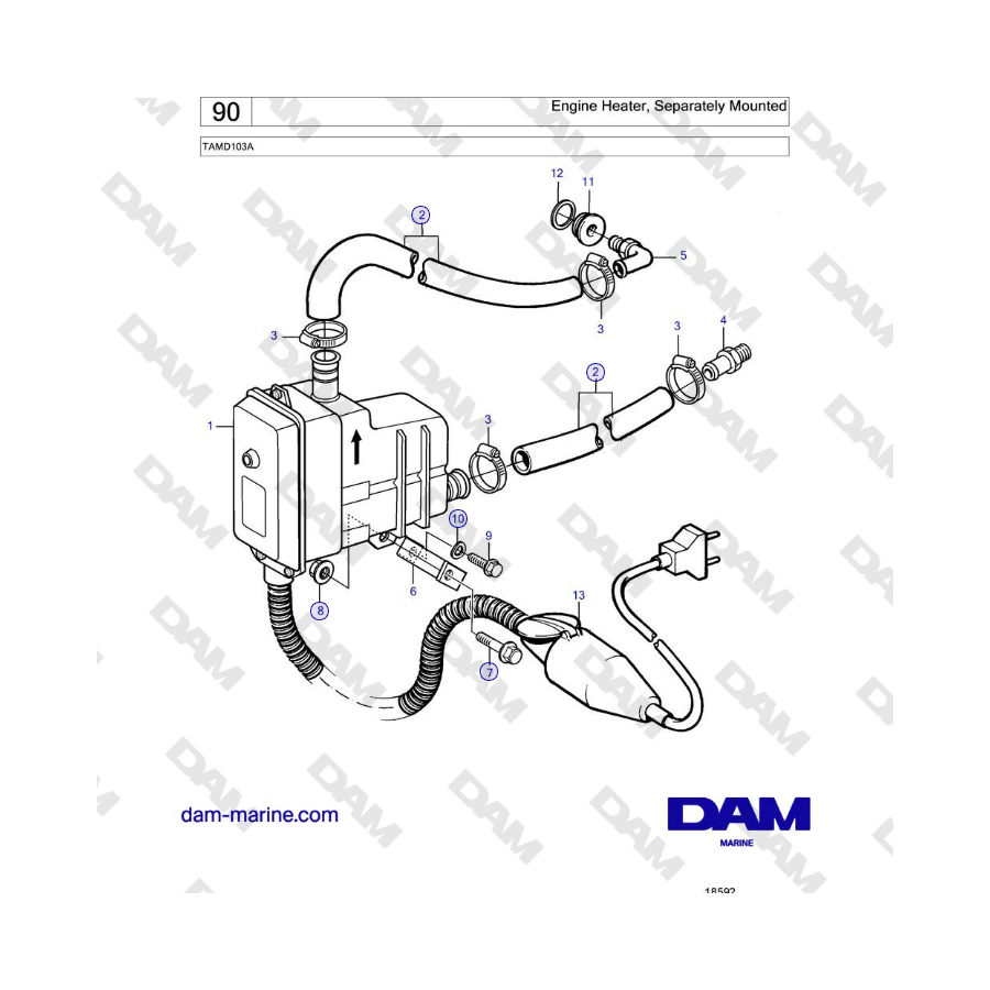 Volvo Penta TAMD103A - Engine Heater, Separately Mounted