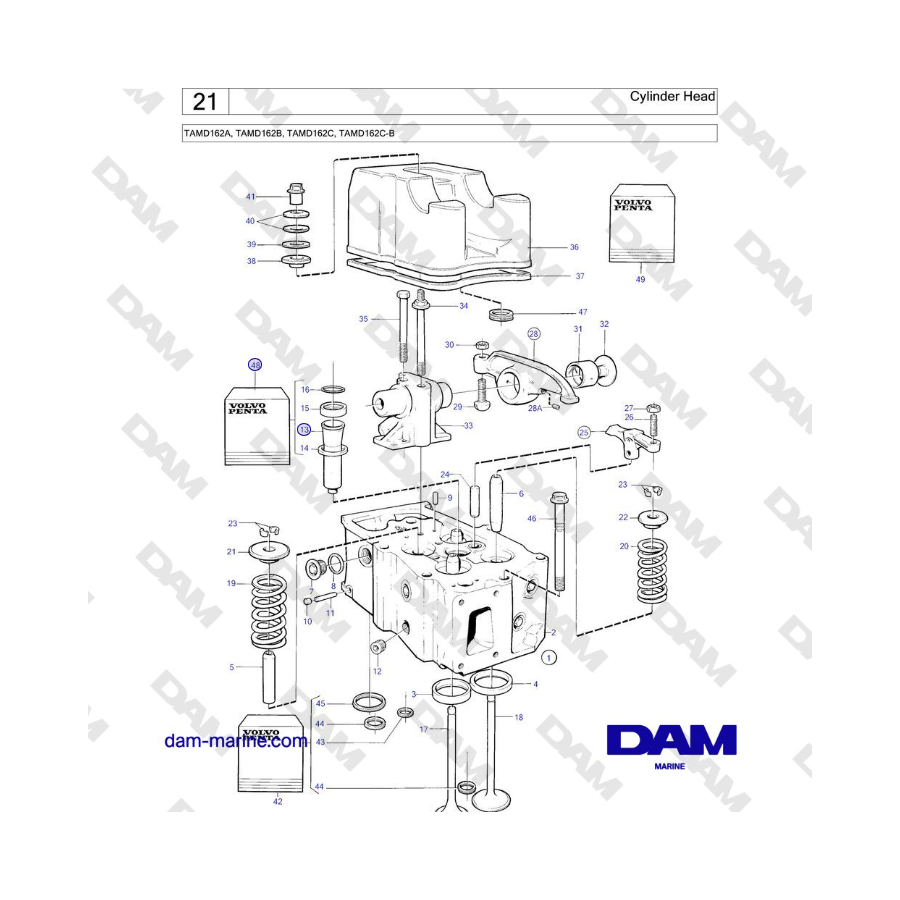 Volvo Penta TAMD162A, TAMD162B, TAMD162C, TAMD162C-B - Cylinder Head 