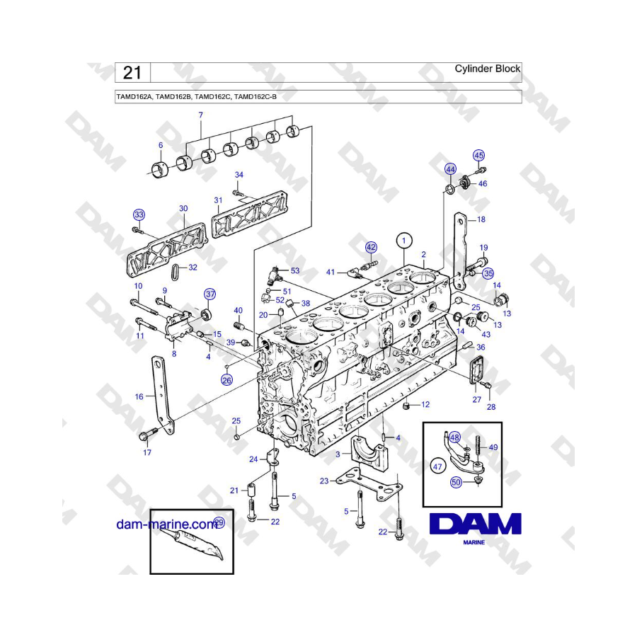 Volvo Penta TAMD162A, TAMD162B, TAMD162C, TAMD162C-B - Cylinder Block