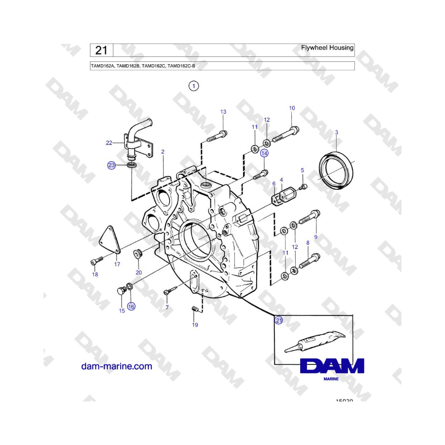 Volvo Penta TAMD162A, TAMD162B, TAMD162C, TAMD162C-B - Flywheel Housing