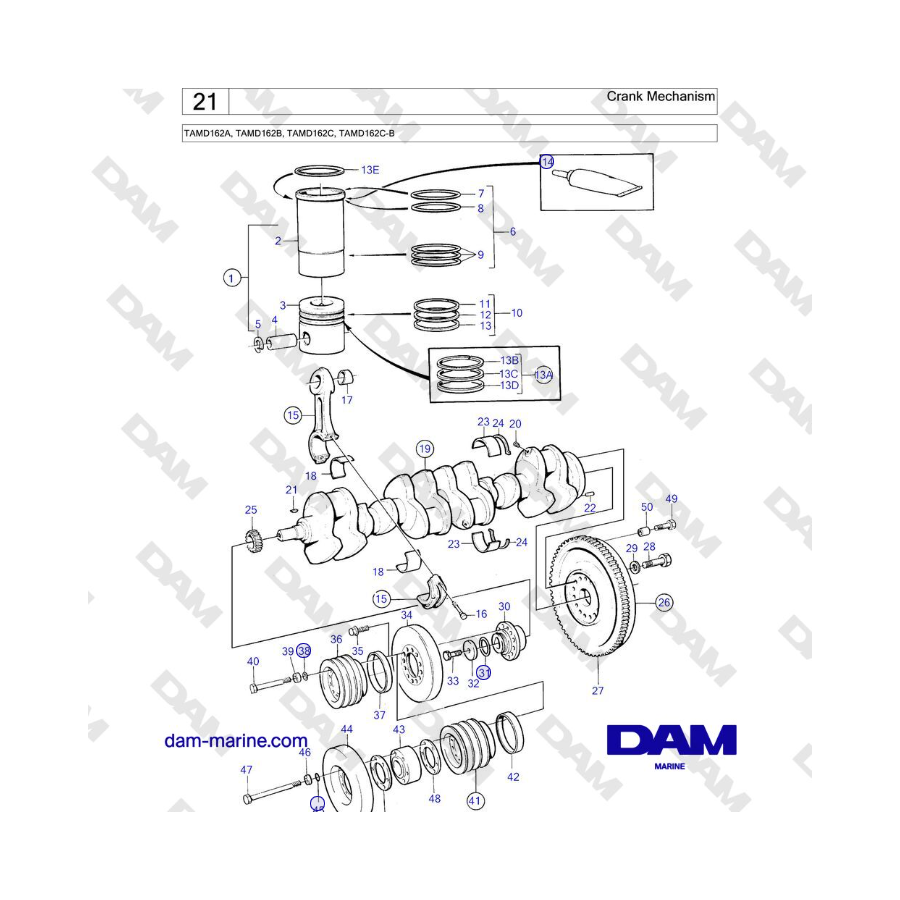 Volvo Penta TAMD162A, TAMD162B, TAMD162C, TAMD162C-B - Crank Mechanism