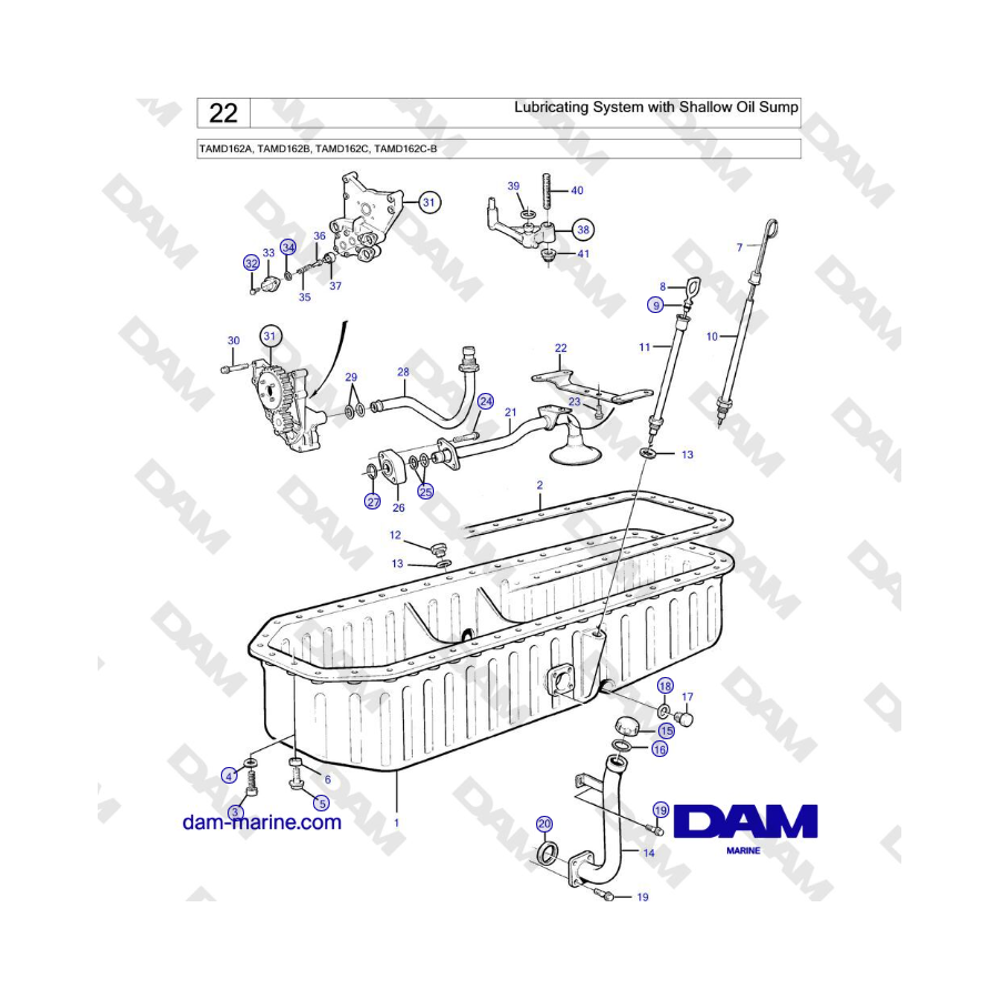 Volvo Penta TAMD162A, TAMD162B, TAMD162C, TAMD162C-B - Lubricating System with Shallow Oil Sump