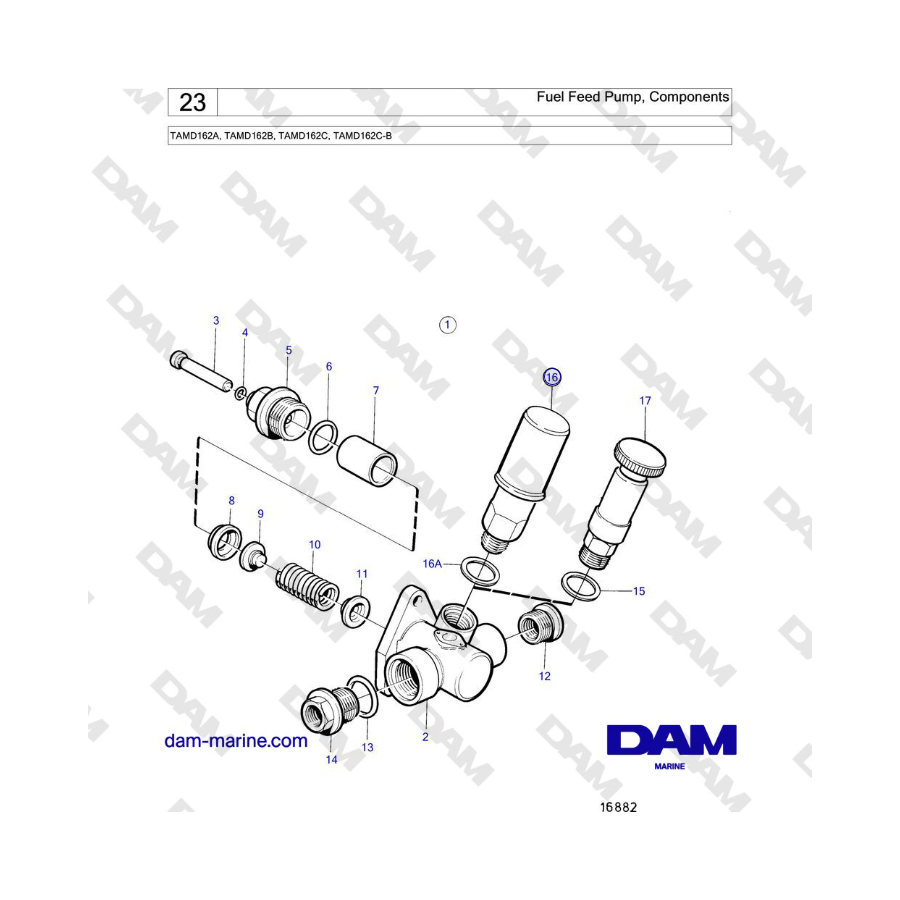 Volvo Penta TAMD162A, TAMD162B, TAMD162C, TAMD162C-B - Fuel Feed Pump, Components