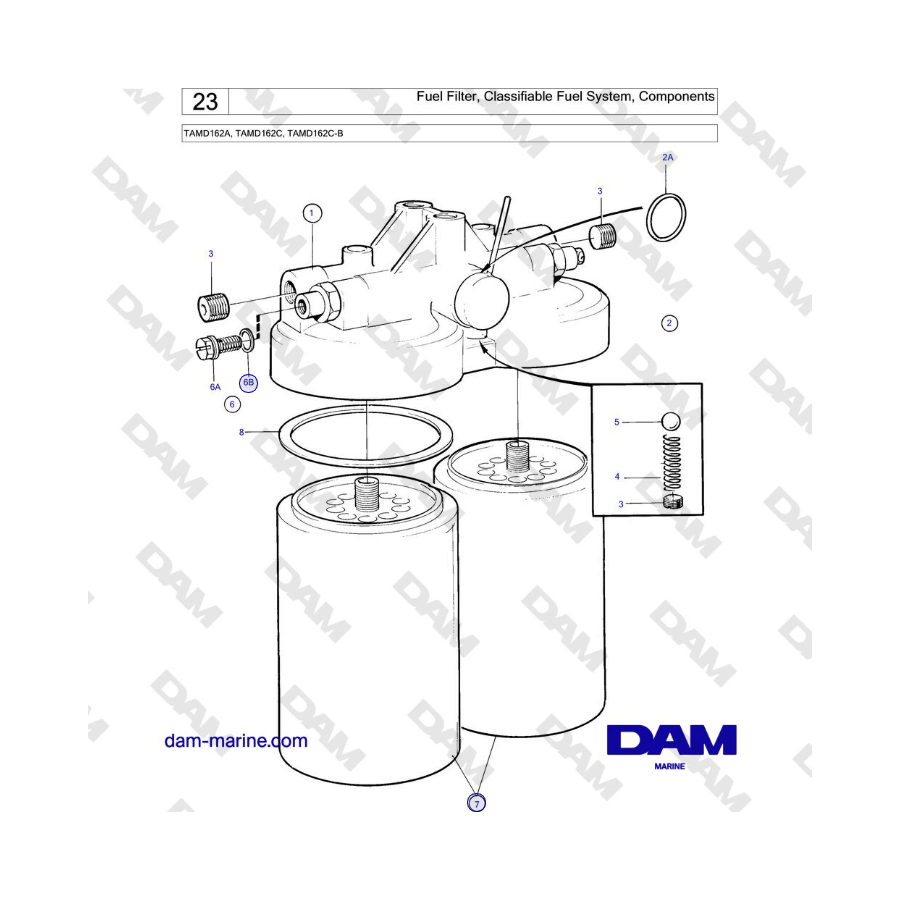 Volvo Penta TAMD162A, TAMD162C, TAMD162C-B - Fuel Filter, Classifiable Fuel System, Components