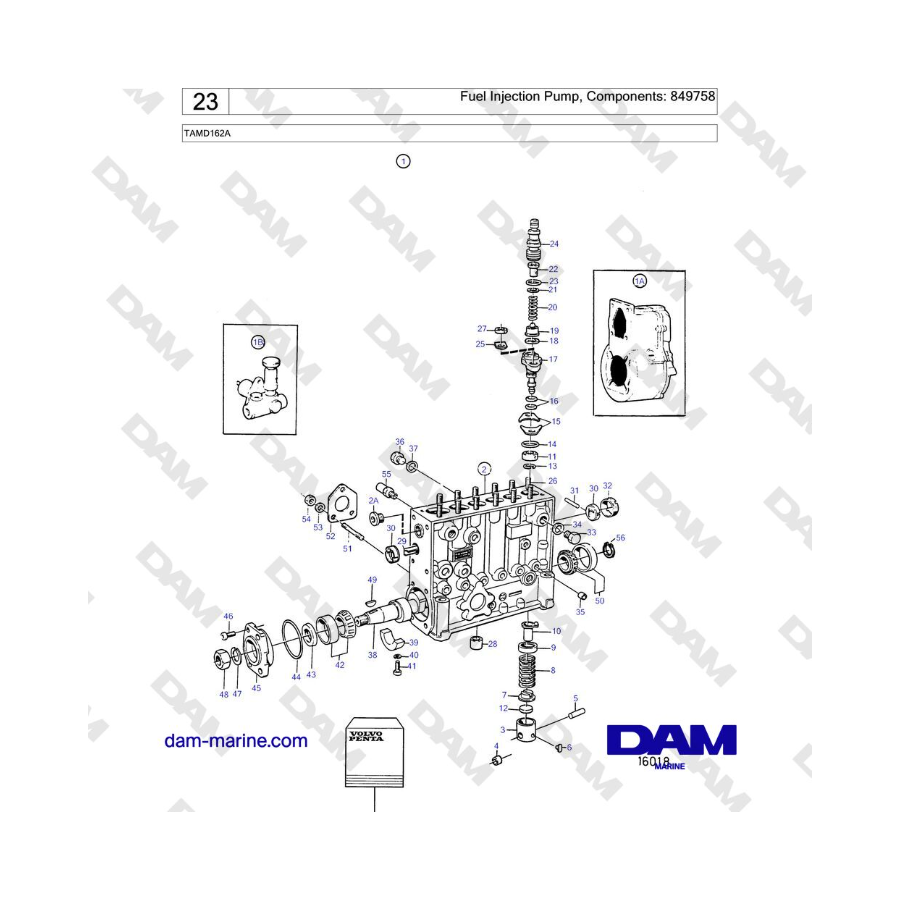 Volvo Penta TAMD162A - Fuel Injection Pump, Components: 849758