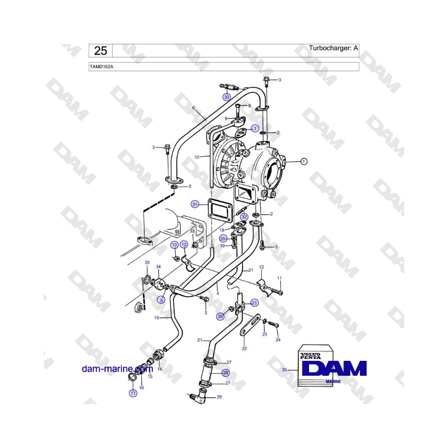 Volvo Penta TAMD162A - Turbocharger: A