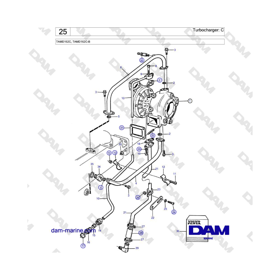 Volvo Penta TAMD162C, TAMD162C-B - Turbocharger: C