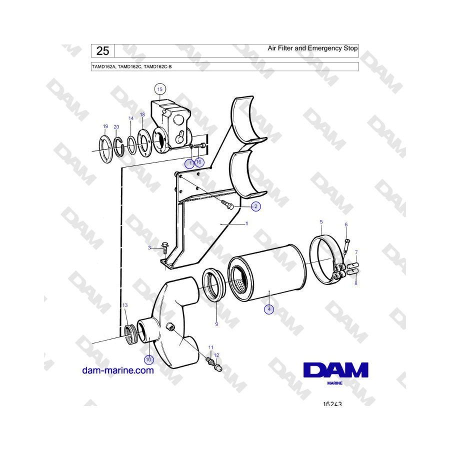 Volvo Penta TAMD162A, TAMD162C, TAMD162C-B - Air Filter and Emergency Stop