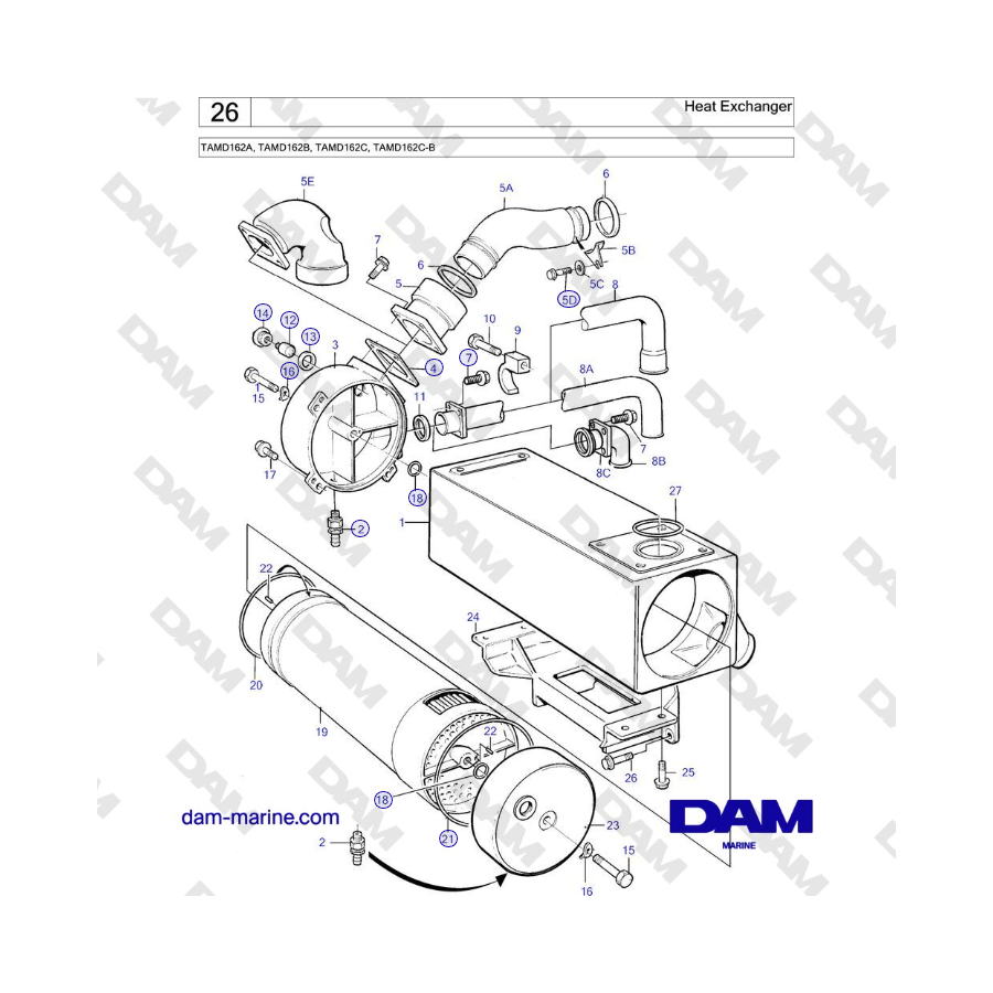 Volvo Penta TAMD162A, TAMD162B, TAMD162C, TAMD162C-B - Heat Exchanger