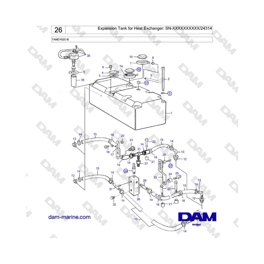 Volvo Penta TAMD162C-B - Expansion Tank for Heat Exchanger