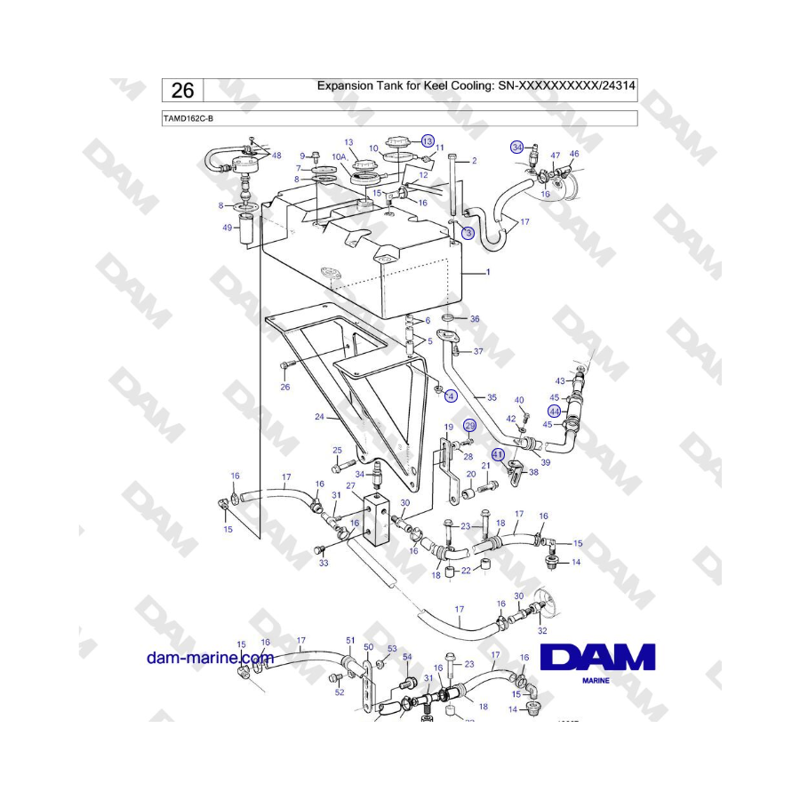 Volvo Penta TAMD162C-B - Expansion Tank for Keel Cooling