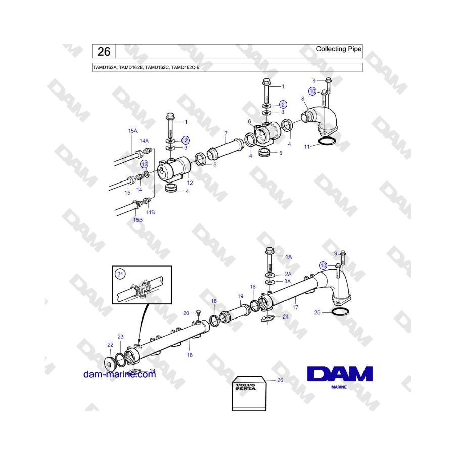 Volvo Penta TAMD162A, TAMD162B, TAMD162C, TAMD162C-B - Collecting Pipe