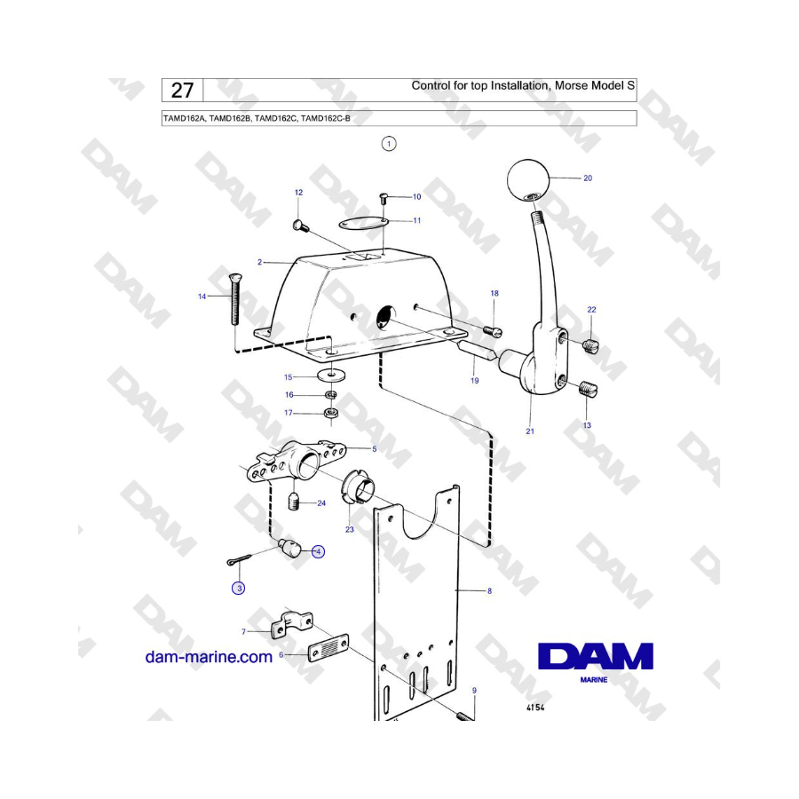 Volvo Penta TAMD162A, TAMD162B, TAMD162C, TAMD162C-B - Control for top Installation, Morse Model S