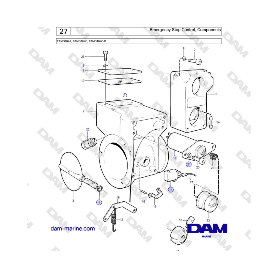 Volvo Penta TAMD162A, TAMD162C, TAMD162C-B - Emergency Stop Control, Components