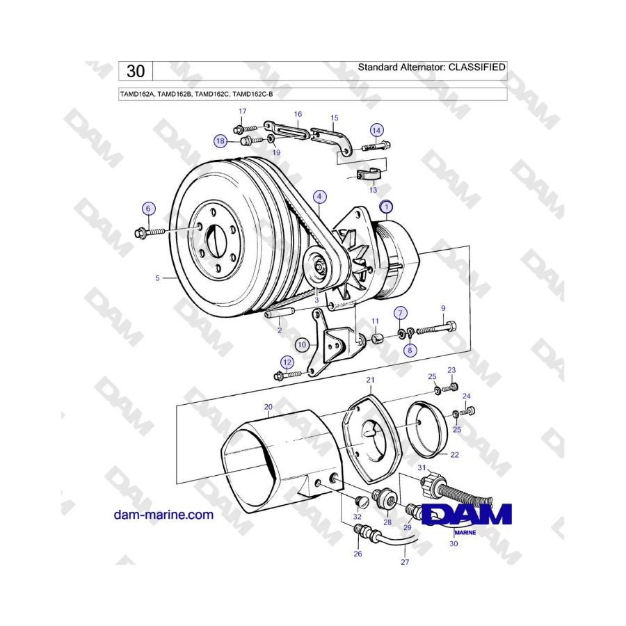 Volvo Penta TAMD162A, TAMD162B, TAMD162C, TAMD162C-B - Standard Alternator: CLASSIFIED