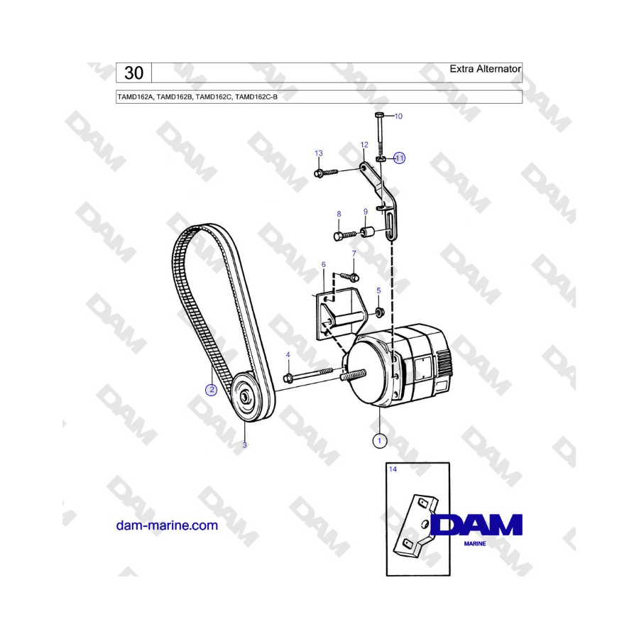 Volvo Penta TAMD162A, TAMD162B, TAMD162C, TAMD162C-B - Extra Alternator