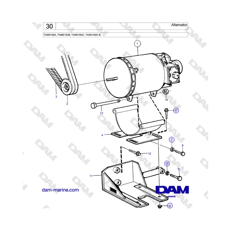 Volvo Penta TAMD162A, TAMD162B, TAMD162C, TAMD162C-B - Alternator