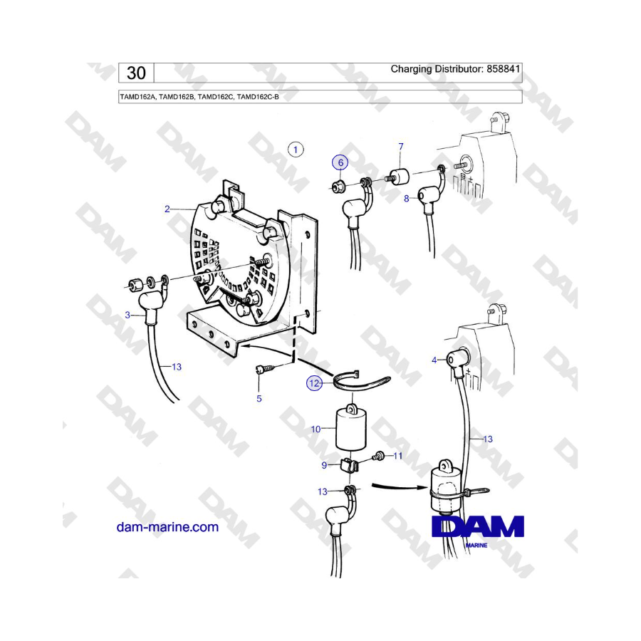 Volvo Penta TAMD162A, TAMD162B, TAMD162C, TAMD162C-B - Charging Distributor: 858841