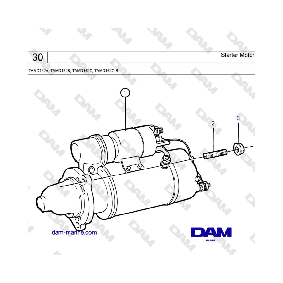 Volvo Penta TAMD162A, TAMD162B, TAMD162C, TAMD162C-B - Starter Motor