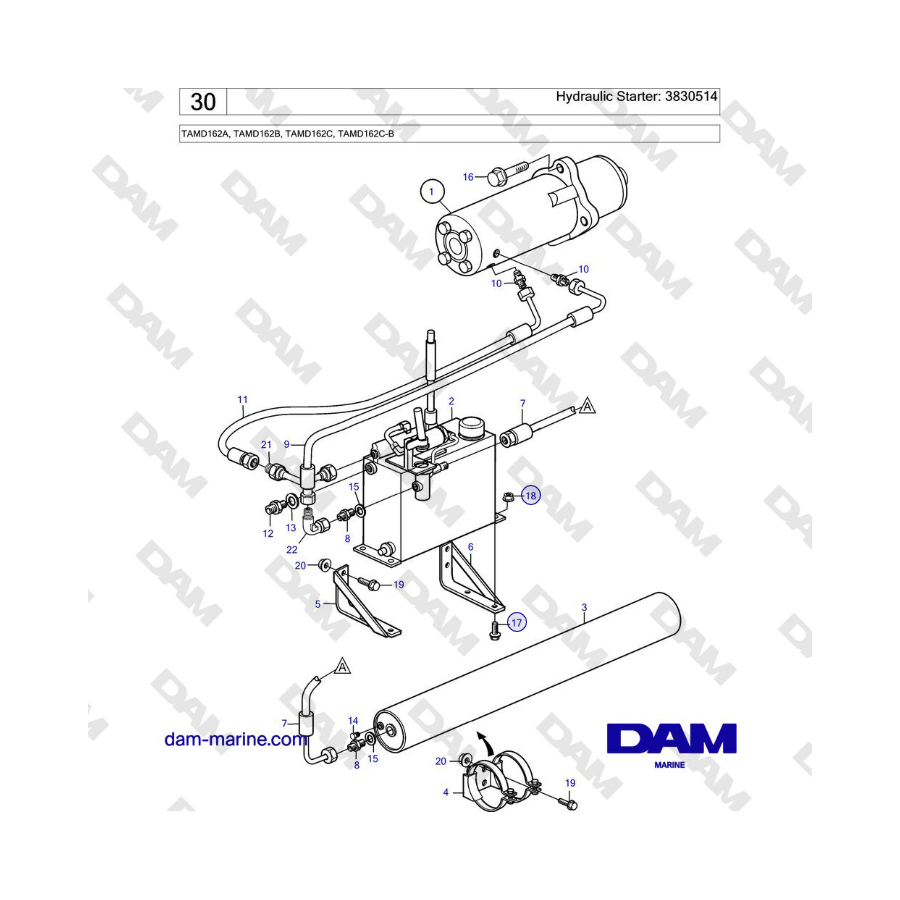 Volvo Penta TAMD162A, TAMD162B, TAMD162C, TAMD162C-B - Hydraulic Starter: 3830514