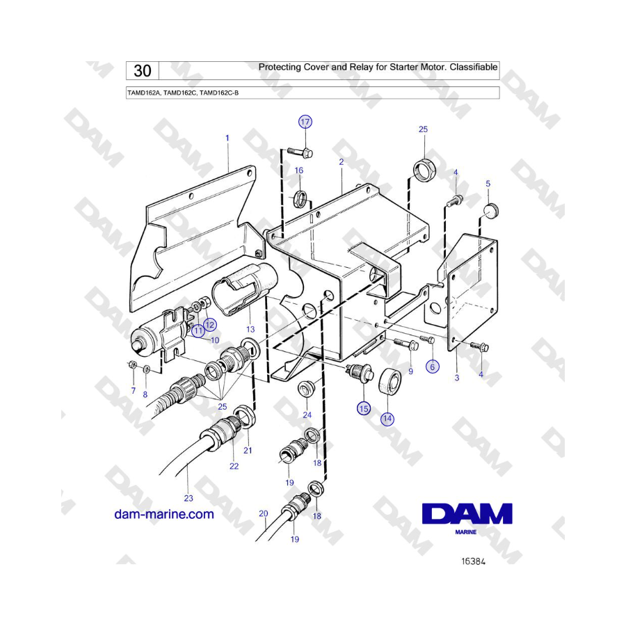 Volvo Penta TAMD162A, TAMD162C, TAMD162C-B - Protecting Cover and Relay for Starter Motor. Classifiable