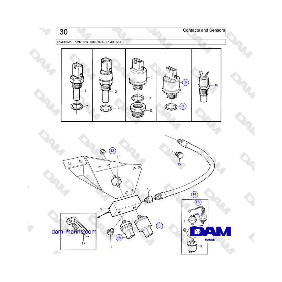 Volvo Penta TAMD162A, TAMD162B, TAMD162C, TAMD162C-B - Contacts and Sensors