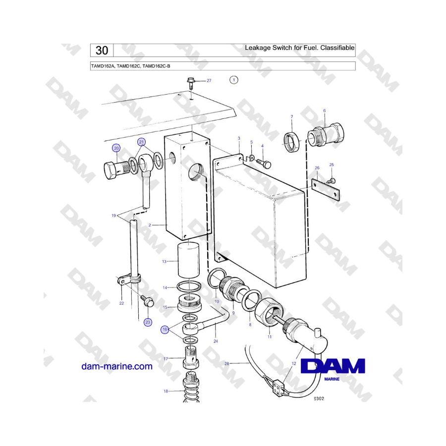 Volvo Penta TAMD162A, TAMD162C, TAMD162C-B - Leakage Switch for Fuel. Classifiable 