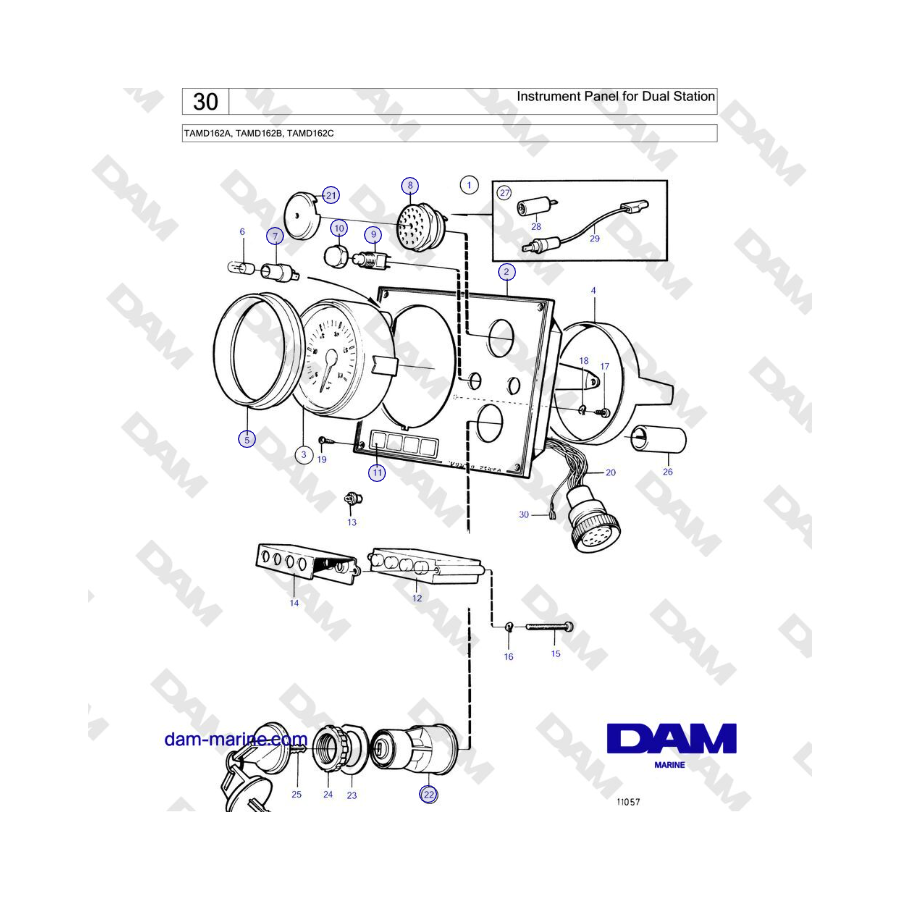 Volvo Penta TAMD162A, TAMD162B, TAMD162C - Instrument Panel for Dual Station 