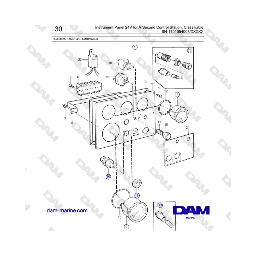 Volvo Penta TAMD162A, TAMD162C, TAMD162C-B - Instrument Panel 24V